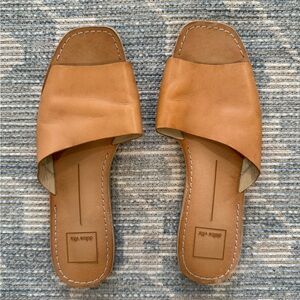 Dolce Vita Tan Leather Slide Sandals